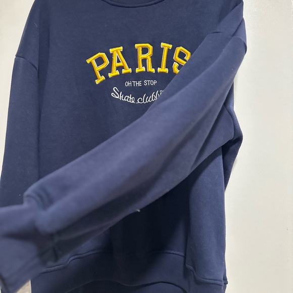 Paris On The Skate Unisex Sz:M Embroidered Appliqué Crewneck Navy Sweatshirt. - Picture 6 of 9